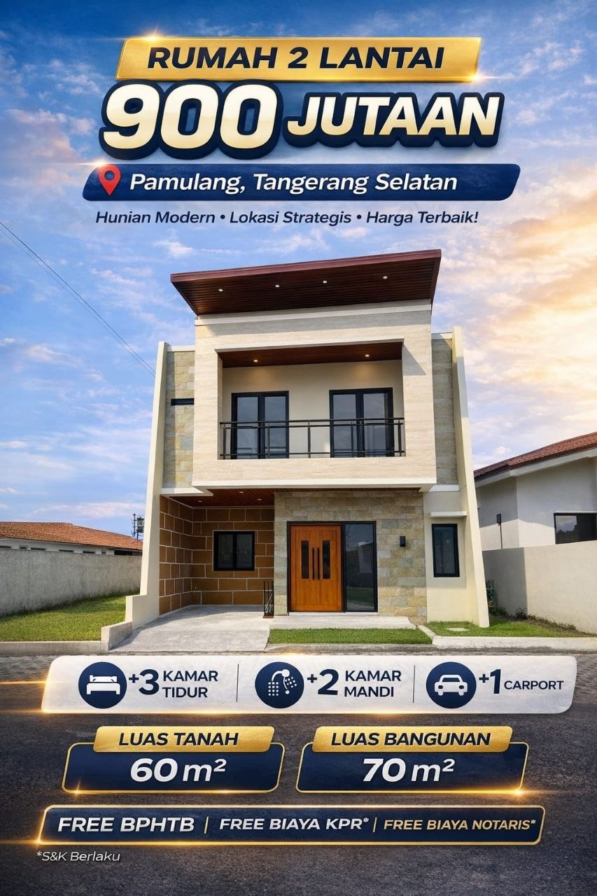 THR TERBAIK TAHUN INI: RUMAH MEWAH 2 LANTAI DI PAMULANG!